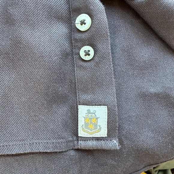 ROBERT TALBOT CARMEL Button Down Shirt with Plaid Contrast Button Placard - L - Picture 5 of 9